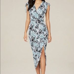 Bebe Shirted Print Dress With Ties